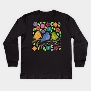 Three Birds on a Branch Kids Long Sleeve T-Shirt